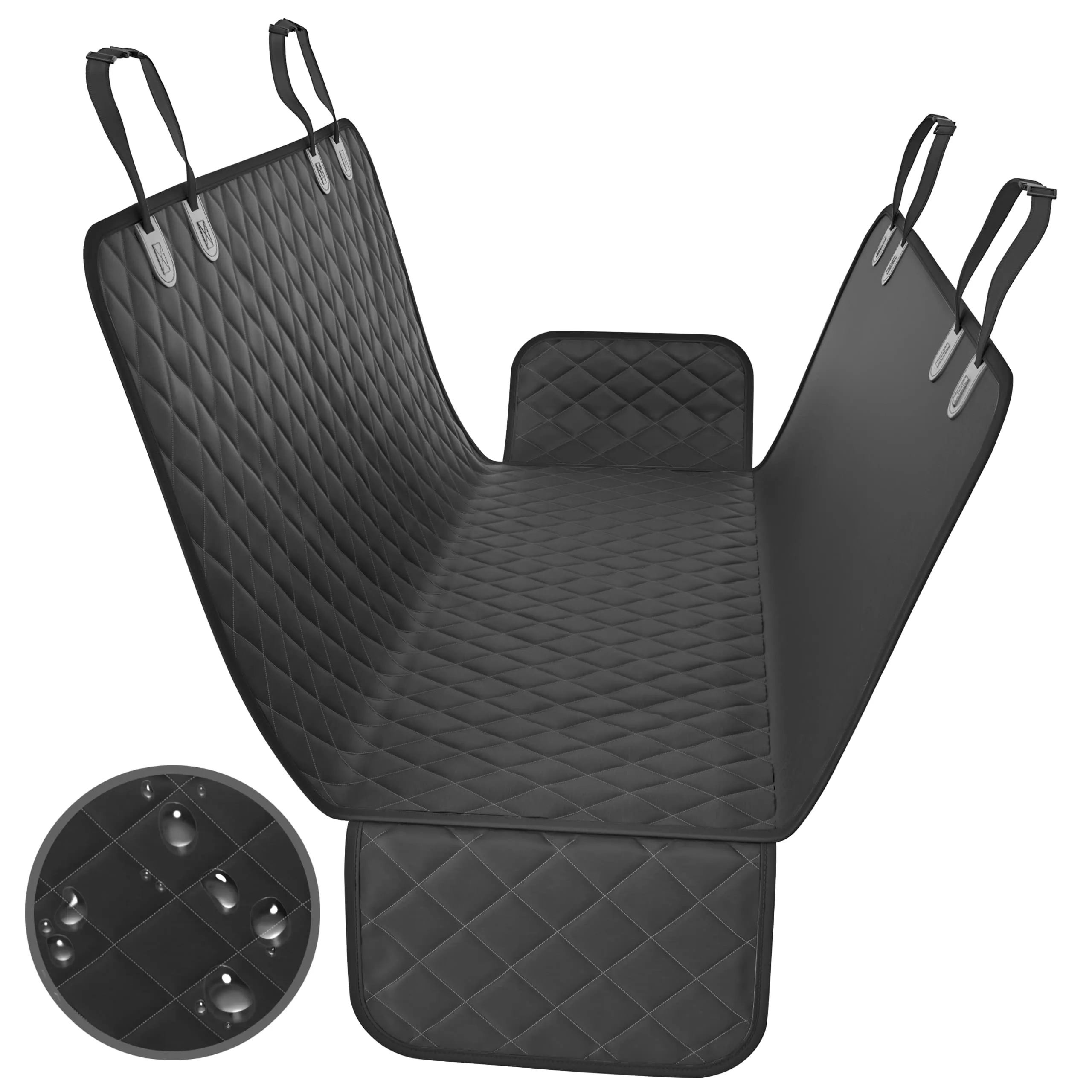 Active Pets Dog Car Seat Cover for Back Seat. Protector Hammock - Waterproof Pet Trucks, Sedans & SUVs Use with Chom Roller Hair Remover. Black