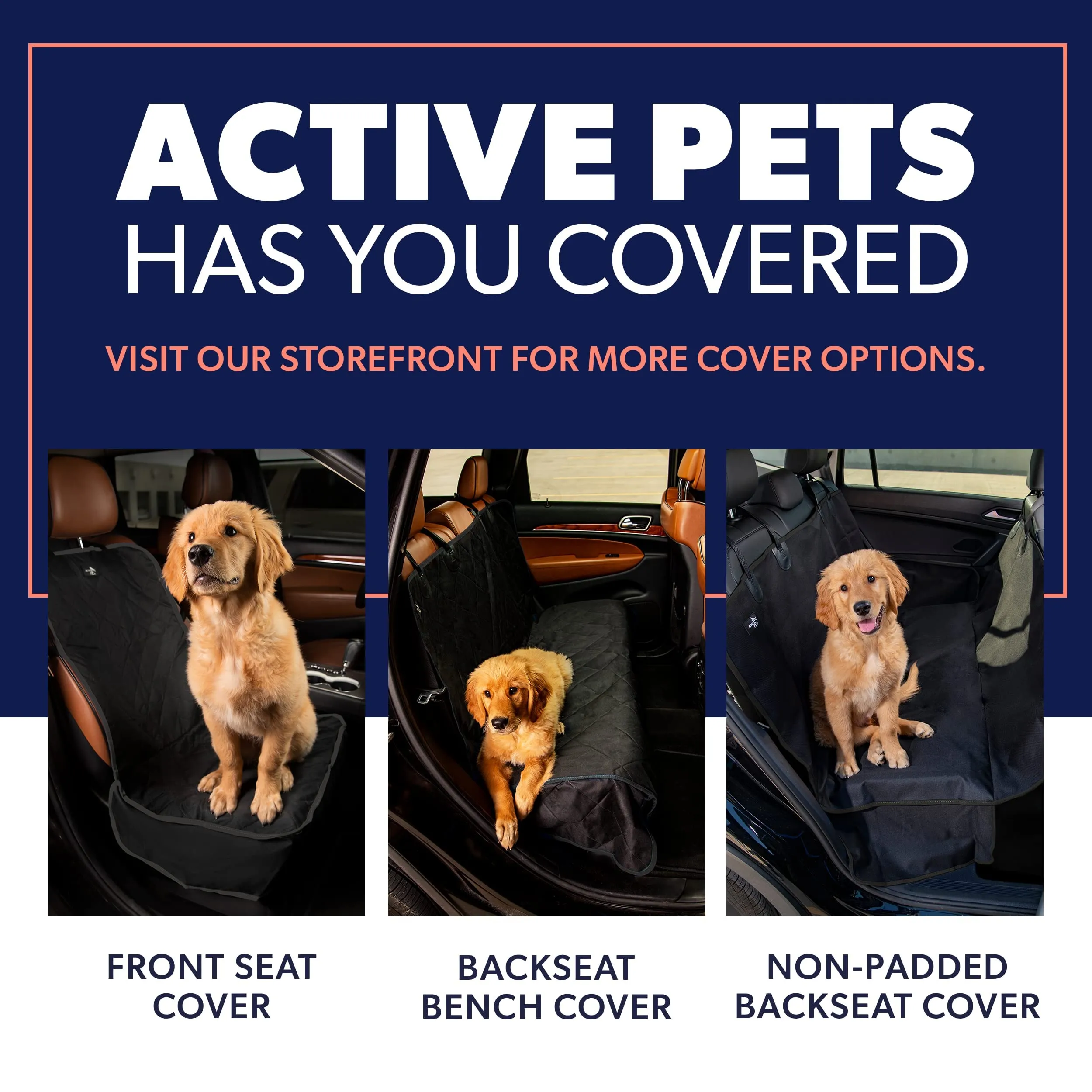 Active Pets Dog Car Seat Cover for Back Seat. Protector Hammock - Waterproof Pet Trucks, Sedans & SUVs Use with Chom Roller Hair Remover. Black