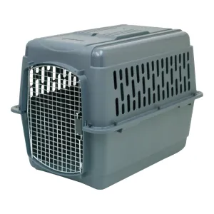 Aspenpet Pet Porter 21183 Pet Carrier, 36 in W, 25 in D, 27 in H, Plastic, Black/Dark Gray, Chrome
