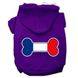 Bone Shaped France Flag Screen Print Pet Hoodies Purple Size XXL (18)