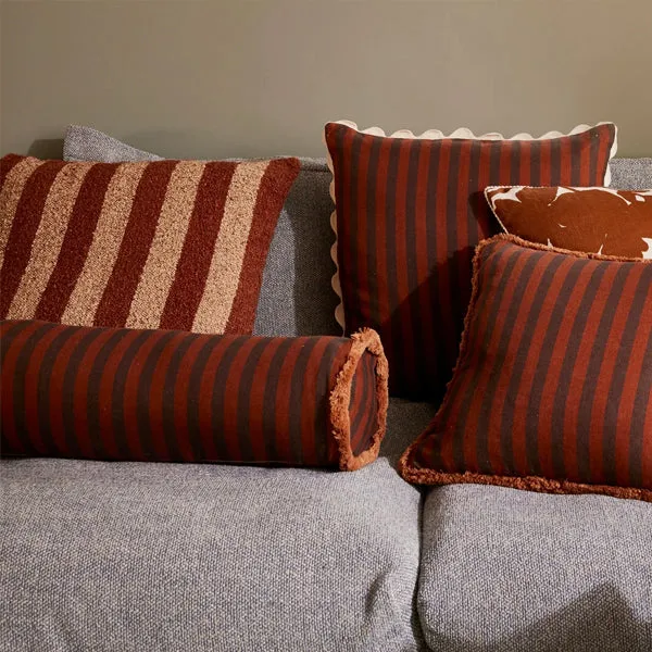 Boucle Stripe Chocolate Cushion 60x60cm