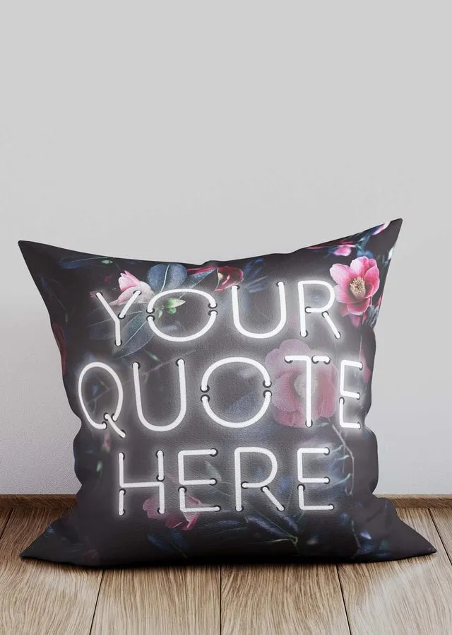 Custom White Neon Floral Cushion
