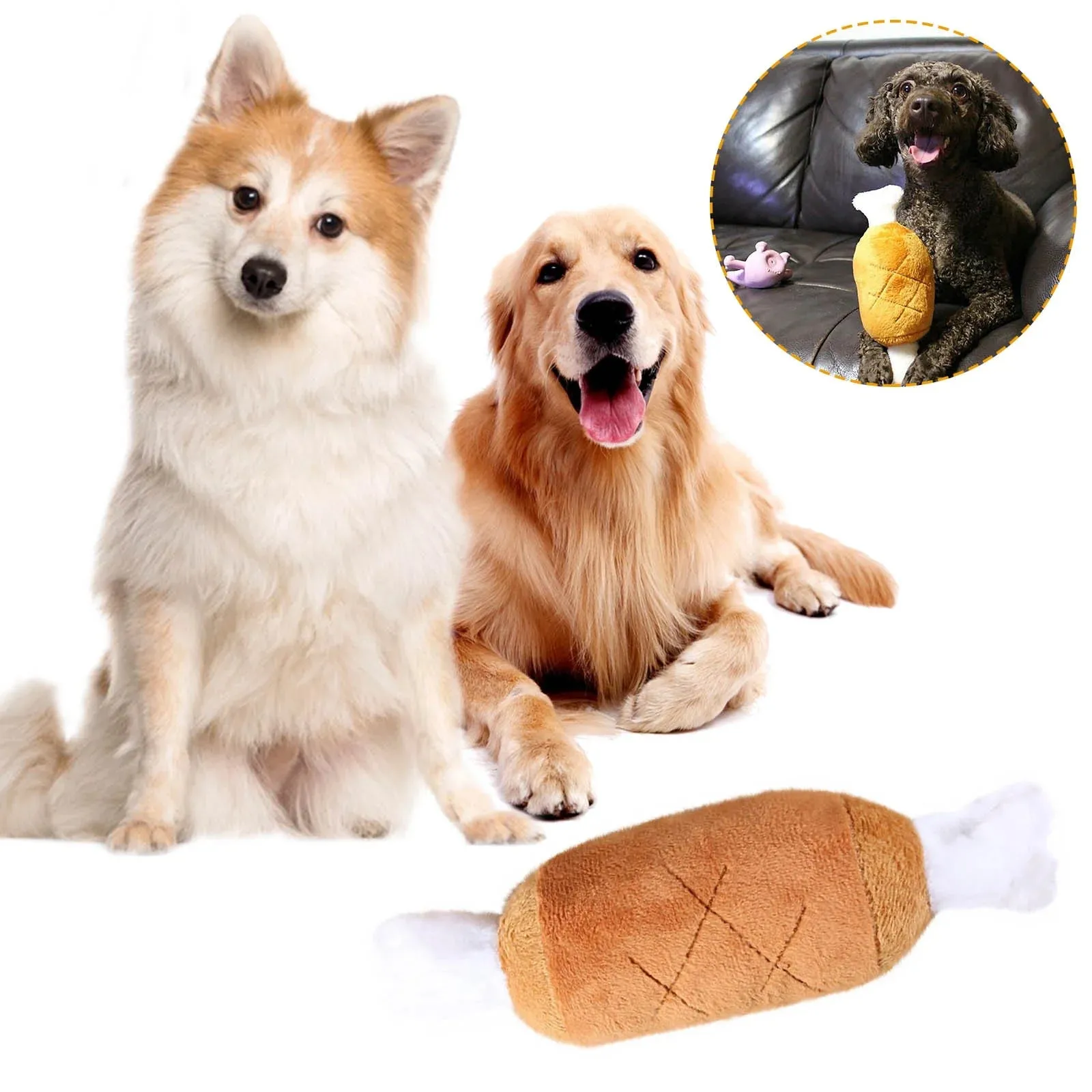 Dog Chew Toy Chicken Leg Toy Chicken Plush Pet Toy Chicken Drumstick Shape Plush Toy Pet Squeaky Stuffed Toy Chicken Legs Bone Chewing Toys for Dog
