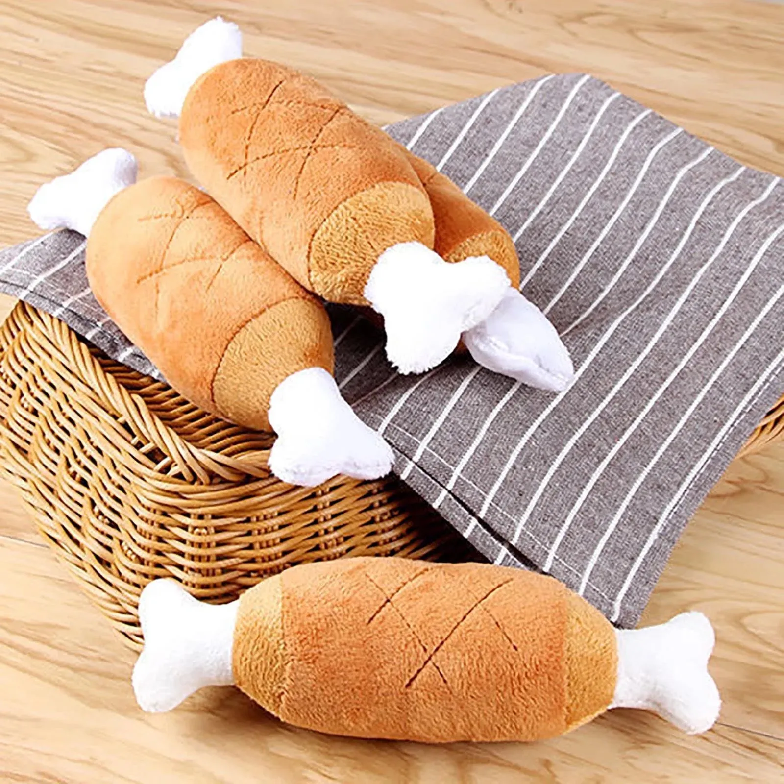 Dog Chew Toy Chicken Leg Toy Chicken Plush Pet Toy Chicken Drumstick Shape Plush Toy Pet Squeaky Stuffed Toy Chicken Legs Bone Chewing Toys for Dog