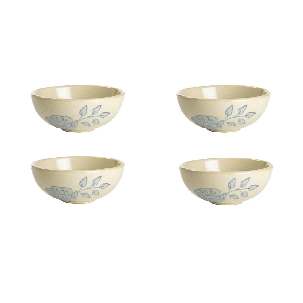Ellementry Fiore Ceramic Nut Mixing Serving Bowl(100 ml) | Eco-Friendly Microwave Oven Safe|Bowls for Cereal, Salad, Rice, Soup, Pasta & Snack|Kitchen Accessories/Diwali Gift Items (Pack of 4)