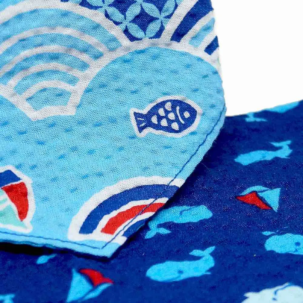 Goood Pet Collars Reversible Scarf Handmade Cat Collar - Blue Ocean