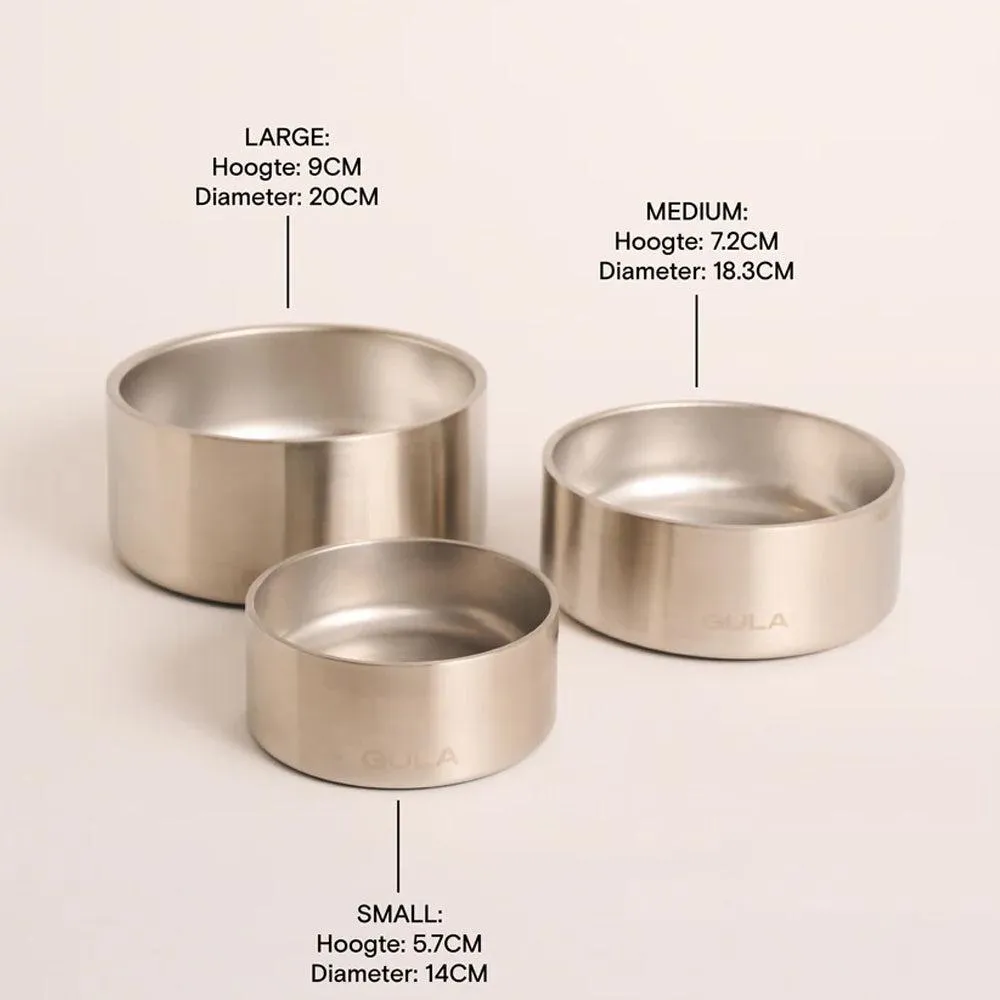 GULA | Double walled and insulated - Silver Dog Bowl
