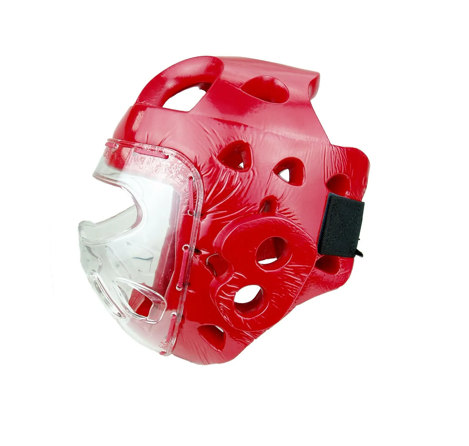 Head Guard, Foam, Full Face w/ Clear Shield, Red