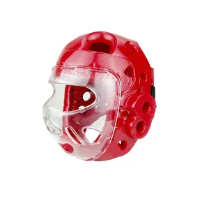 Head Guard, Foam, Full Face w/ Clear Shield, Red