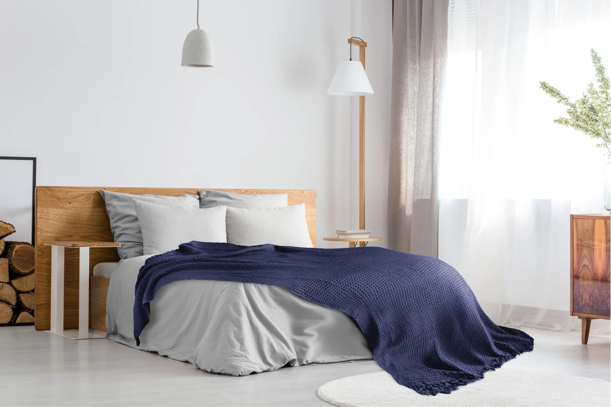 Honeycomb - Recycled Cotton Throw in Navy