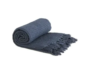 Honeycomb - Recycled Cotton Throw in Navy
