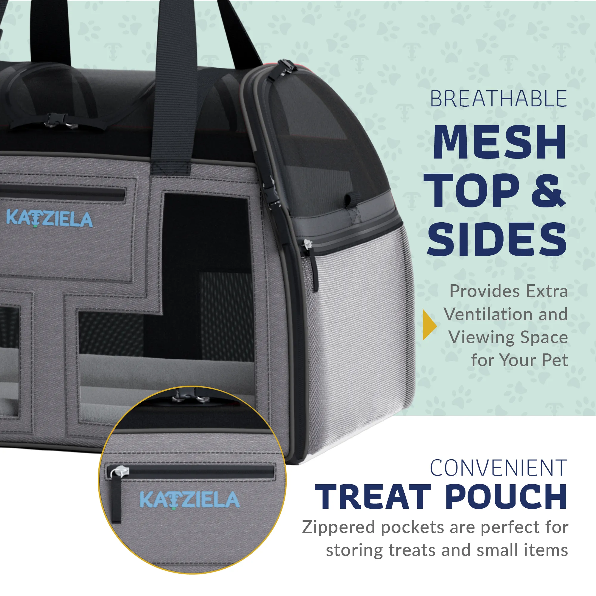 Katziela - Luxury Lorry PRO Pet Carrier with Removable Wheels Gray