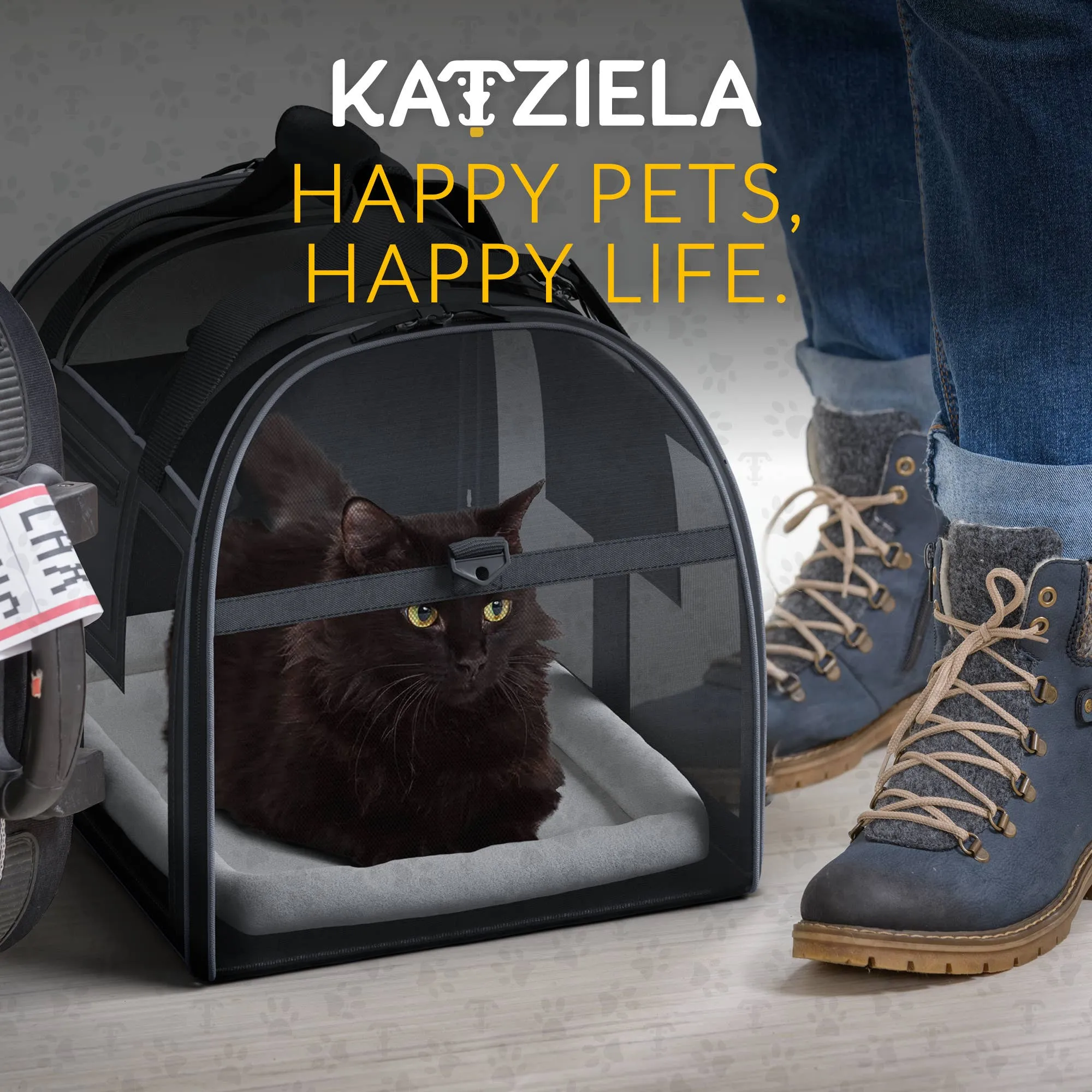 Katziela - Luxury Lorry PRO Pet Carrier with Removable Wheels Gray