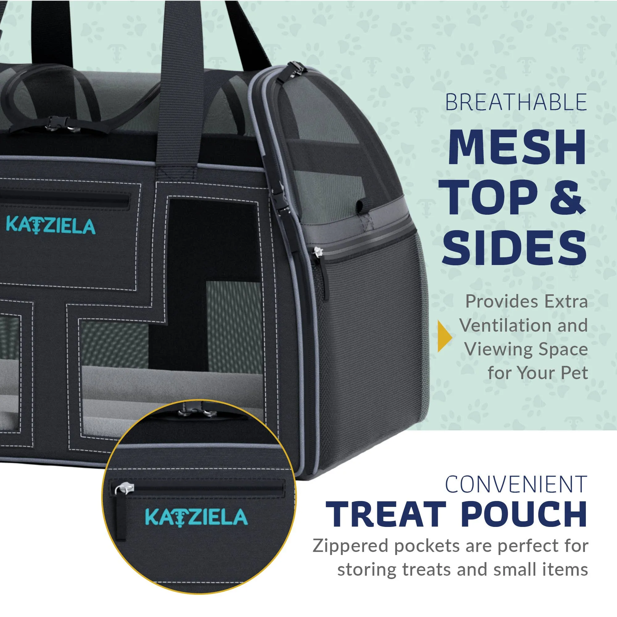 Katziela - Luxury Lorry PRO Pet Carrier with Removable Wheels Gray