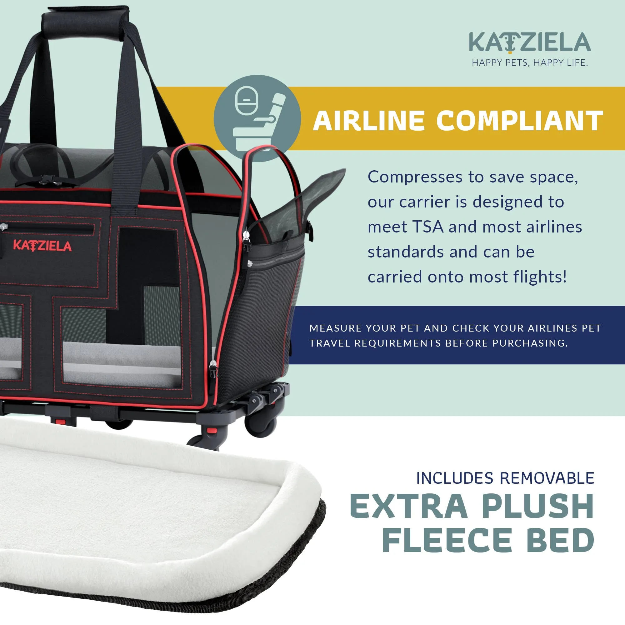 Katziela - Luxury Lorry PRO Pet Carrier with Removable Wheels Gray