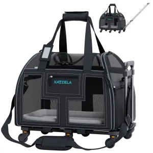 Katziela - Luxury Lorry PRO Pet Carrier with Removable Wheels Gray