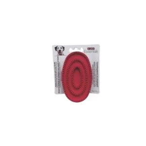 Le Salon Essentials Dog Rubber Curry Brush with Loop Handle, Red