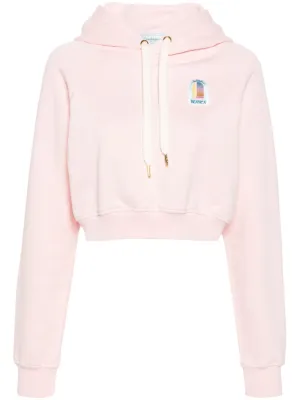 logo-patch cropped hoodie