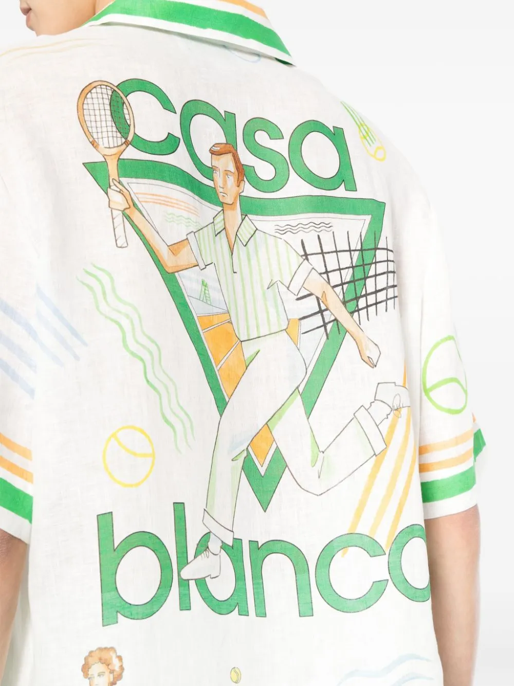 logo-print linen shirt