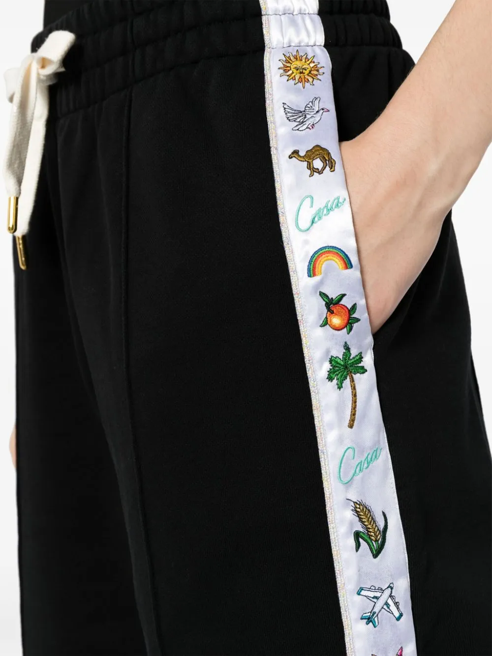 logo-tape organic cotton track pants