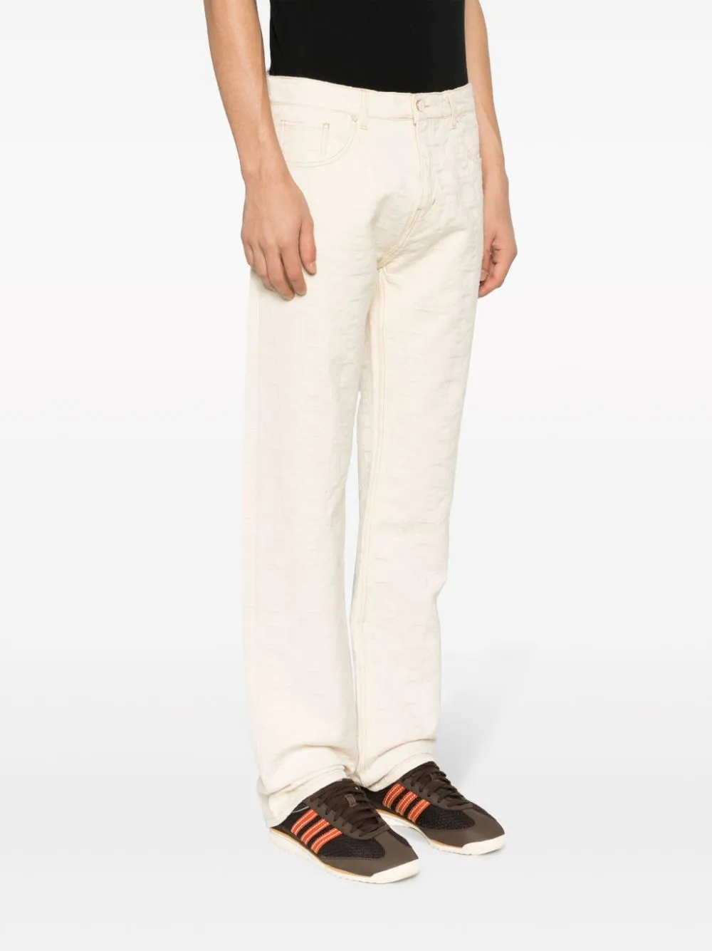 monogram-jacquard straight-leg jeans