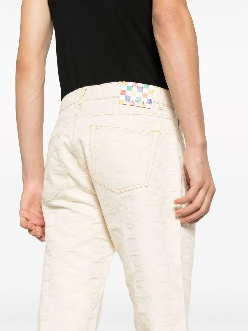 monogram-jacquard straight-leg jeans