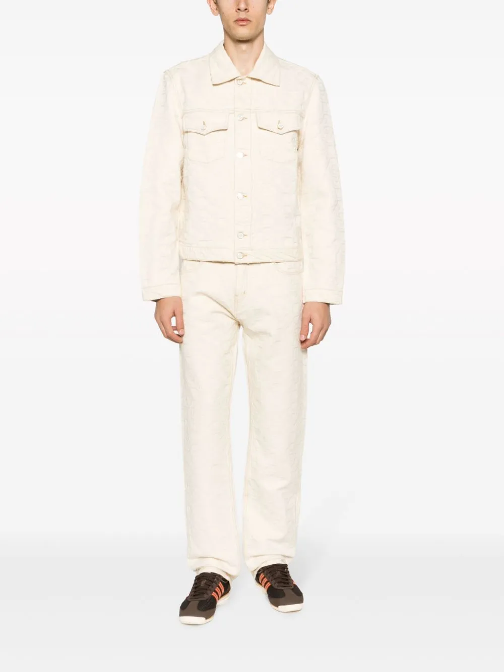 monogram-jacquard straight-leg jeans