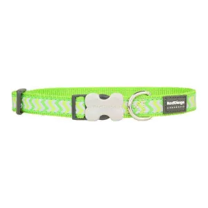 Red Dingo Dog Reflective Ziggy Collar Lime Green S 12mm