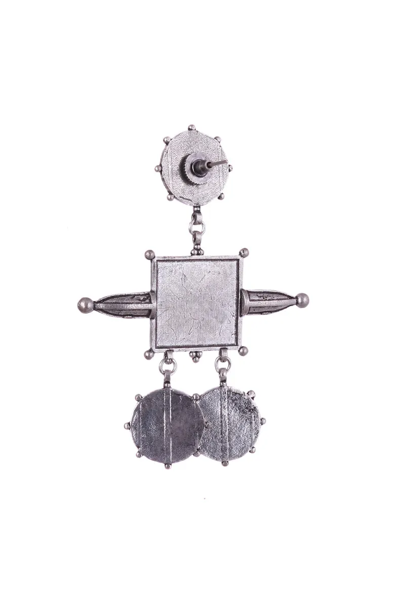 Squad Silver Oxidized Earrings