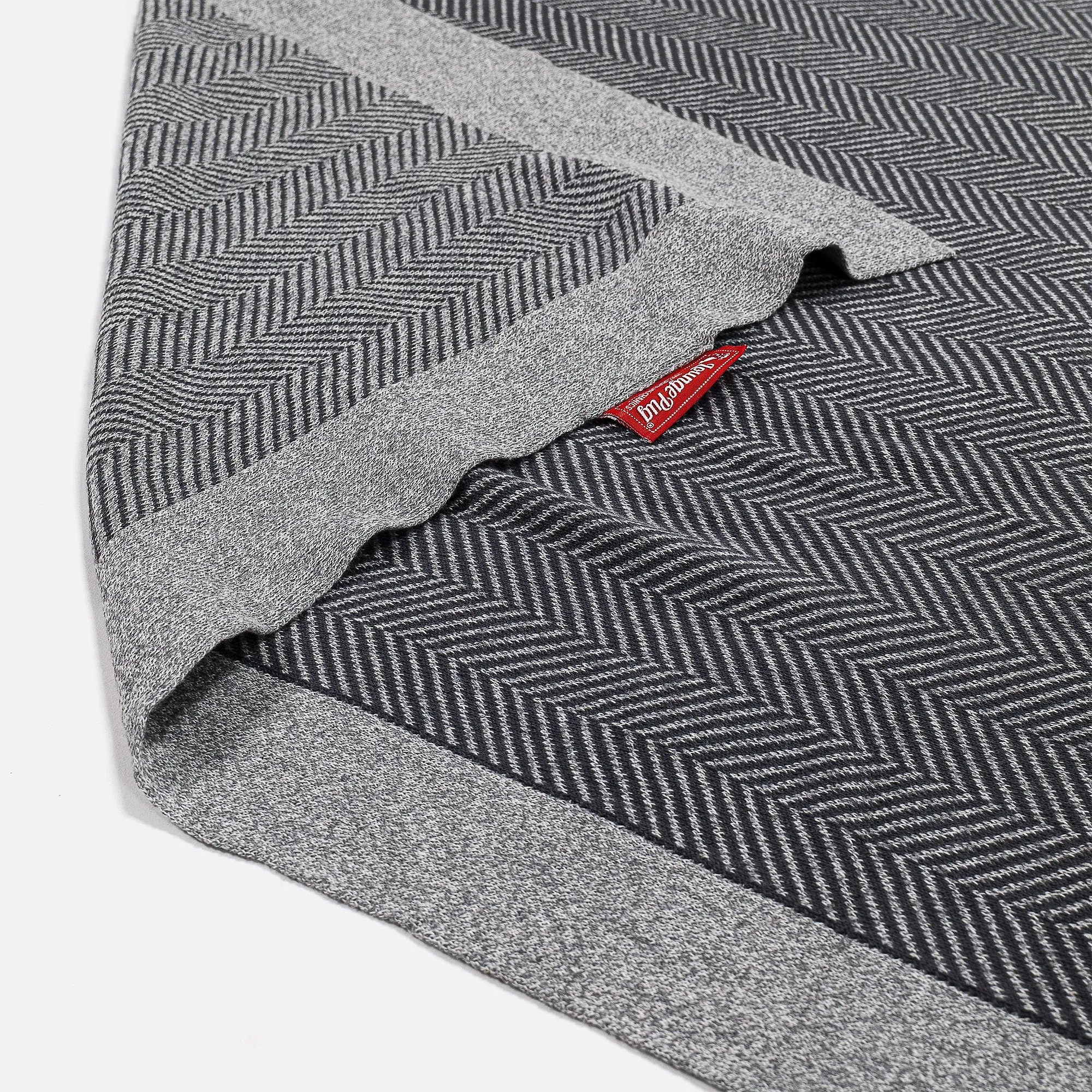 Throw / Blanket - Knitted Herringbone Grey